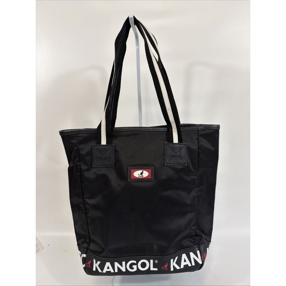 Y2K Kangol Black Nylon Logo Tote Shoulder  Bag 12" x 10"x5"